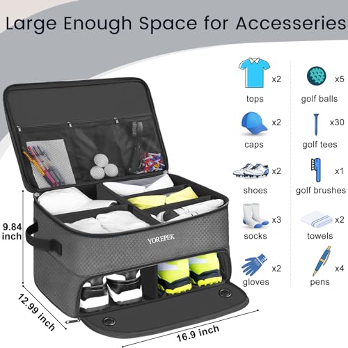 YOREPEK 2 Layer Golf Supplies Trunk Organizer, Sturdy Car Trunk Storage Storing All You Golfing Gear In One, Golfing Gear Locker for Car or Truck, Golf Accessories For Men, Gifts For Golfer, GERY - Image 5