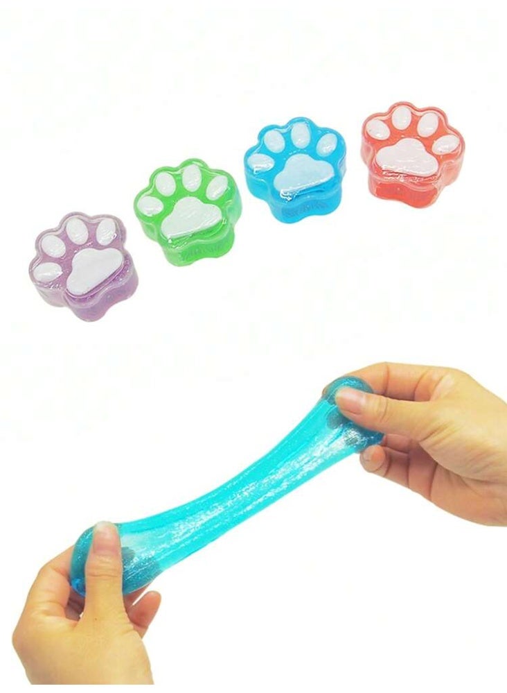Crystal Galaxy Color Crystal Slime with Dog Paw Mold – 4-Piece Fluffy Slime Set for Stress Relief, Ideal for Kids and Adults - Image 3