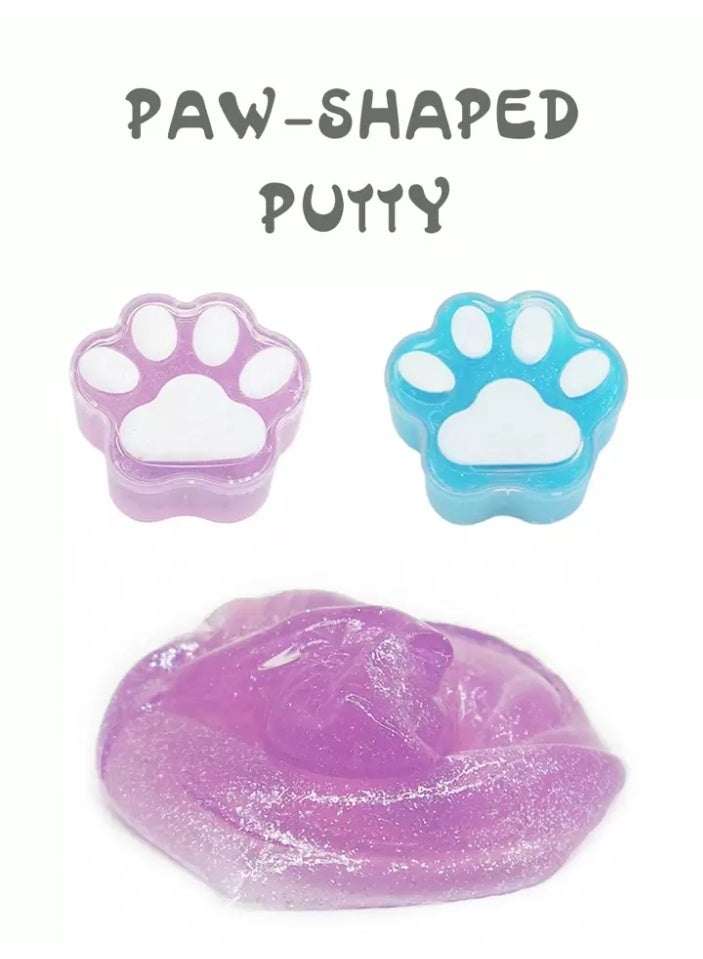 Crystal Galaxy Color Crystal Slime with Dog Paw Mold – 4-Piece Fluffy Slime Set for Stress Relief, Ideal for Kids and Adults - Image 4