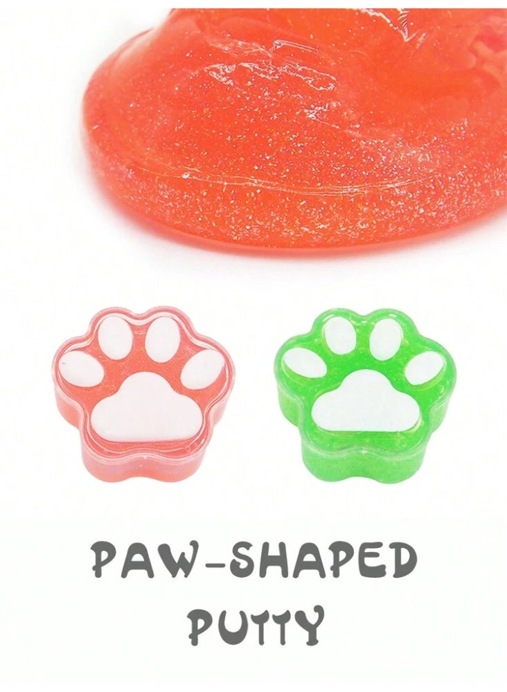 Crystal Galaxy Color Crystal Slime with Dog Paw Mold – 4-Piece Fluffy Slime Set for Stress Relief, Ideal for Kids and Adults - Image 2