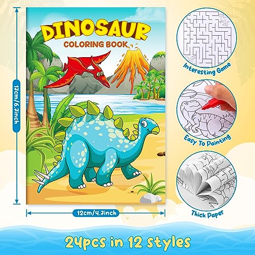 BenLouis 24 Pcs Dinosaur Mini Coloring Books Kids Dino Party Favors Small Activity Books Bulk for Kids Dinosaur Jurassic Birthday Goodie Bags Stuffers Return Gifts Classroom Travel - Image 2
