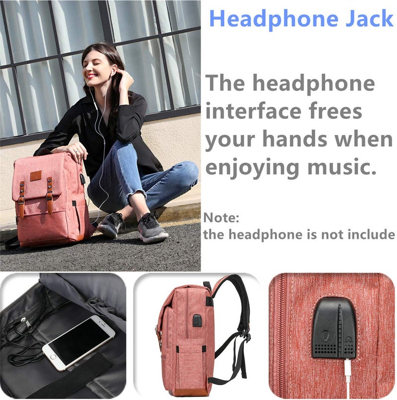 HFSX Vintage Backpack Men Women Business Travel Computer Backpack College Bookbag Stylish Water Resistant Vintage Backpack Fits 15.6 Inch Laptop - Image 2