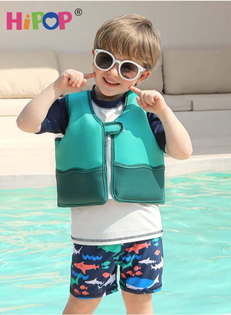 HIPOP Kids Swimming Vest Inflatable-Free Floatation Jackets,Swimming Training Aid Children Buoyancy Aid,Toddler Swim Vest for 2+Years Old Boy Girl, Green - Image 1