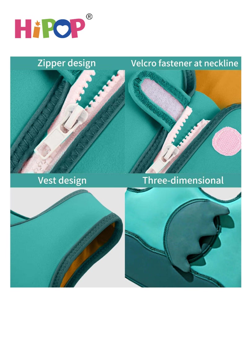 HIPOP Kids Swimming Vest Inflatable-Free Floatation Jackets,Swimming Training Aid Children Buoyancy Aid,Toddler Swim Vest for 2+Years Old Boy Girl, Green - Image 3