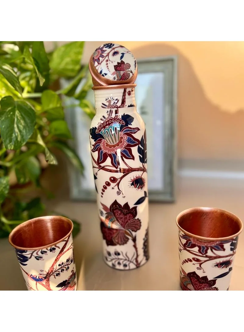 كويزيرا Built in Glass Copper Bottle with  2 glasses