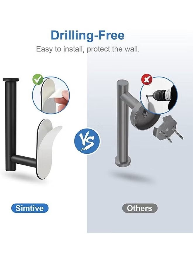 YJ Adhesive Toilet Paper Holder No Drilling Stainless Steel Toilet Roll Holder Stick on Wall for Bathroom and RV - Image 3