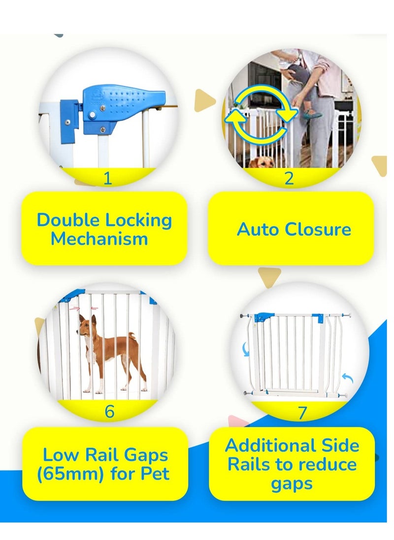 Kiddale - Baby 85-92cm AutoClose Baby Safety Gate Passage,  Double Locking Mechanism, Child Safety, Stair & Kitchen Gate, Barrier, Fence for kids and pets - Image 1