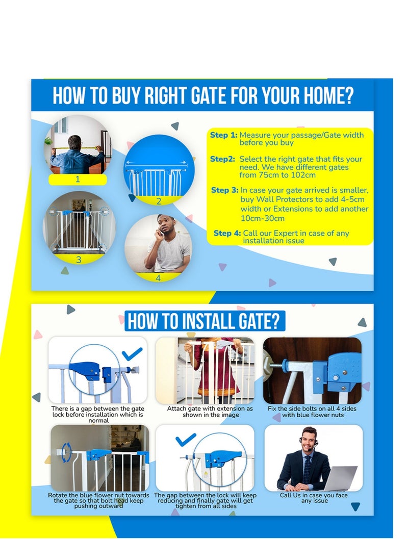 Kiddale - Baby 85-92cm AutoClose Baby Safety Gate Passage,  Double Locking Mechanism, Child Safety, Stair & Kitchen Gate, Barrier, Fence for kids and pets - Image 1