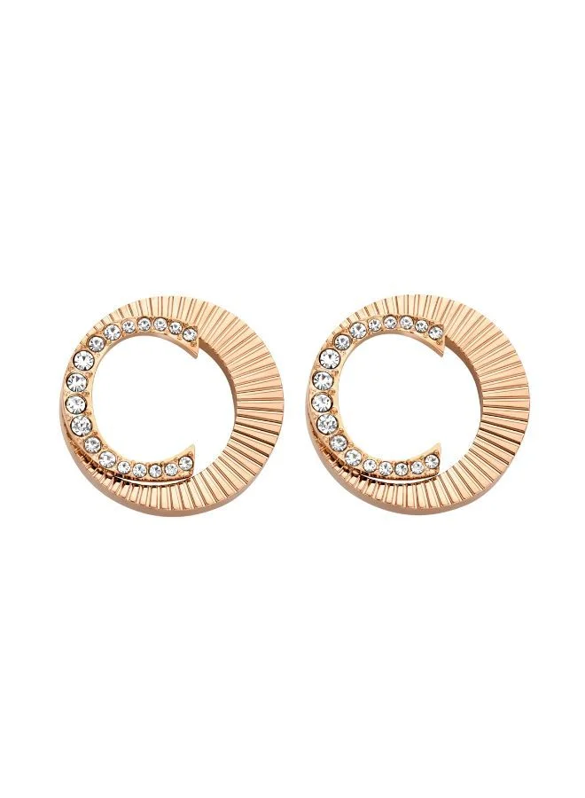 Pleat Rosegold Crystals Earring For Women
