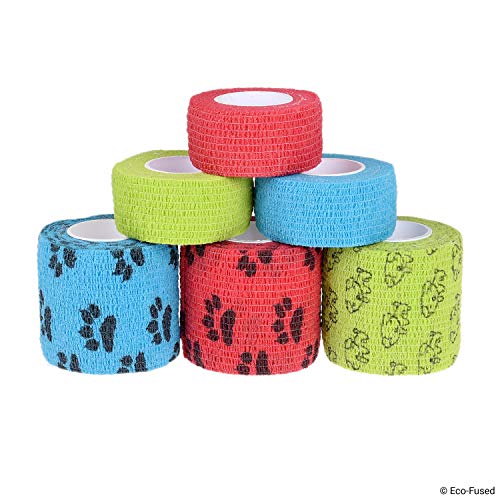 ECO-FUSED Self Adhering Bandage - Injury Wrap Tape for Dogs - Pack of 6 - Supports Muscles and Joints - Does not Stick to Hair - Elastic, Water Repellent, Breathable - Relieves Stress (for Dogs) - Image 2
