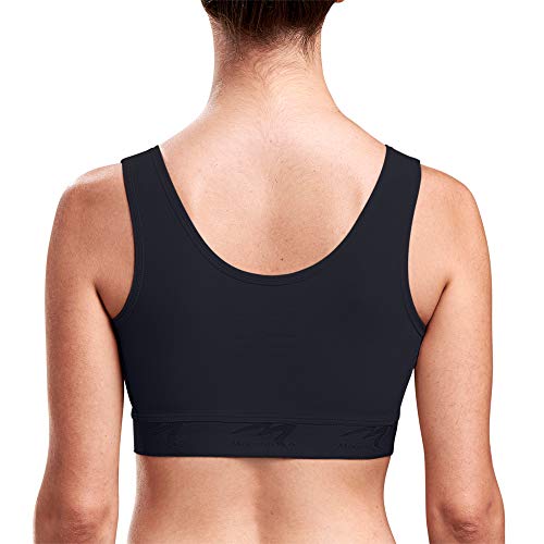 MARENA B2 Adjustable Sport Shirred Front Shoulder Closure Bra, 34 B/C, Black - Image 2
