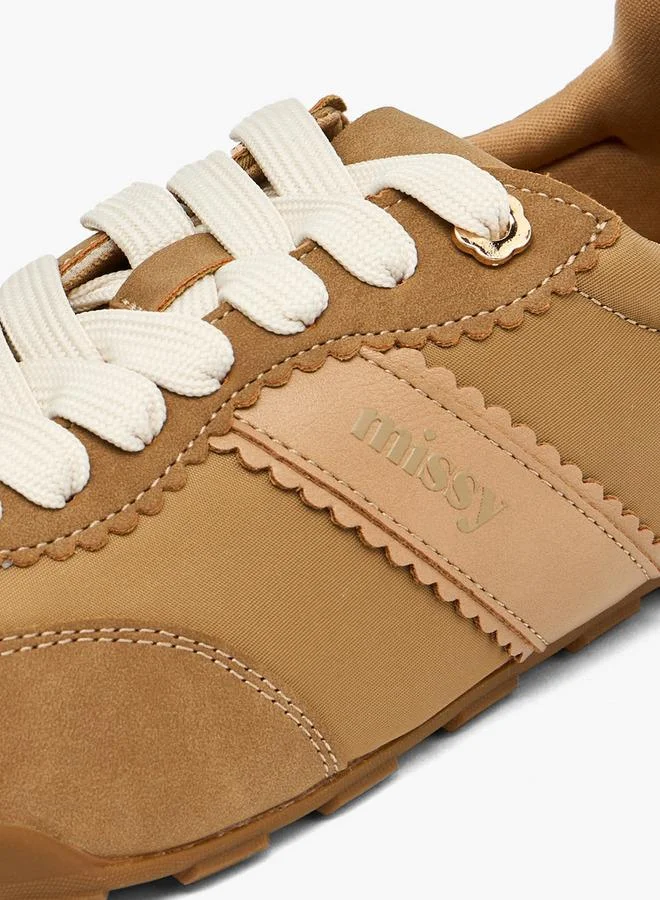 Missy TAUPE Scallop Trim Lace-Up Ankle School Sneakers for Women | Best Price UAE