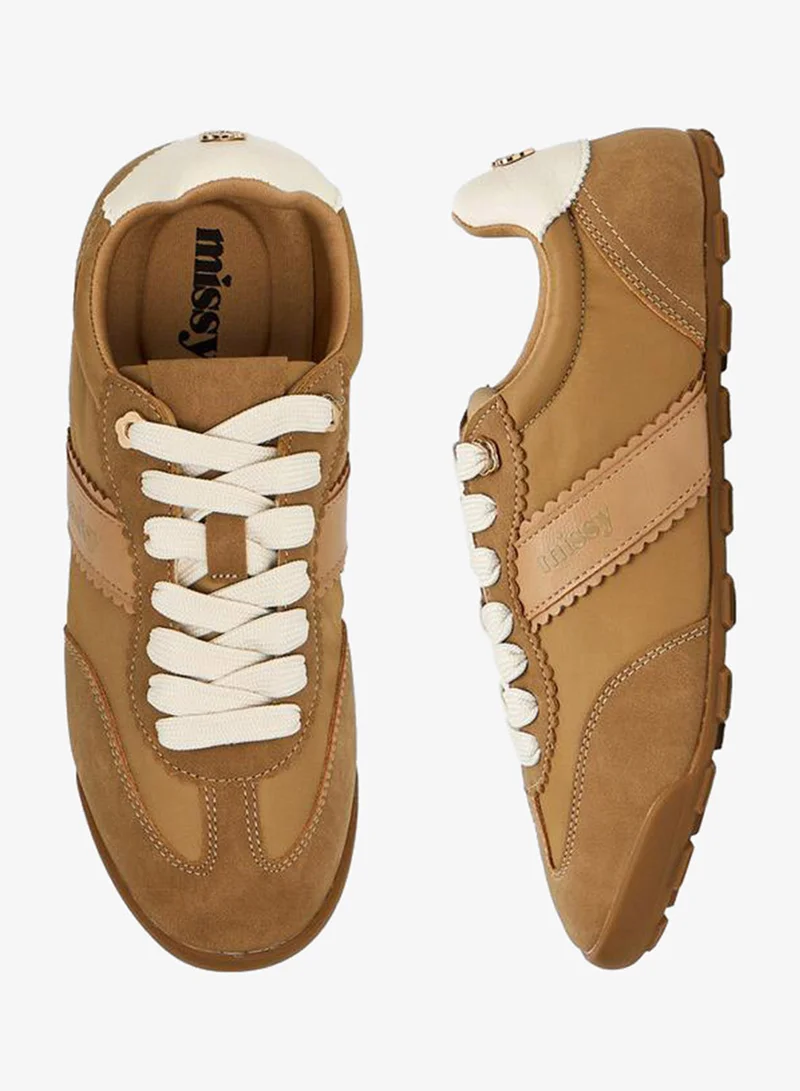 Scallop Trim Lace-Up Ankle School Sneakers