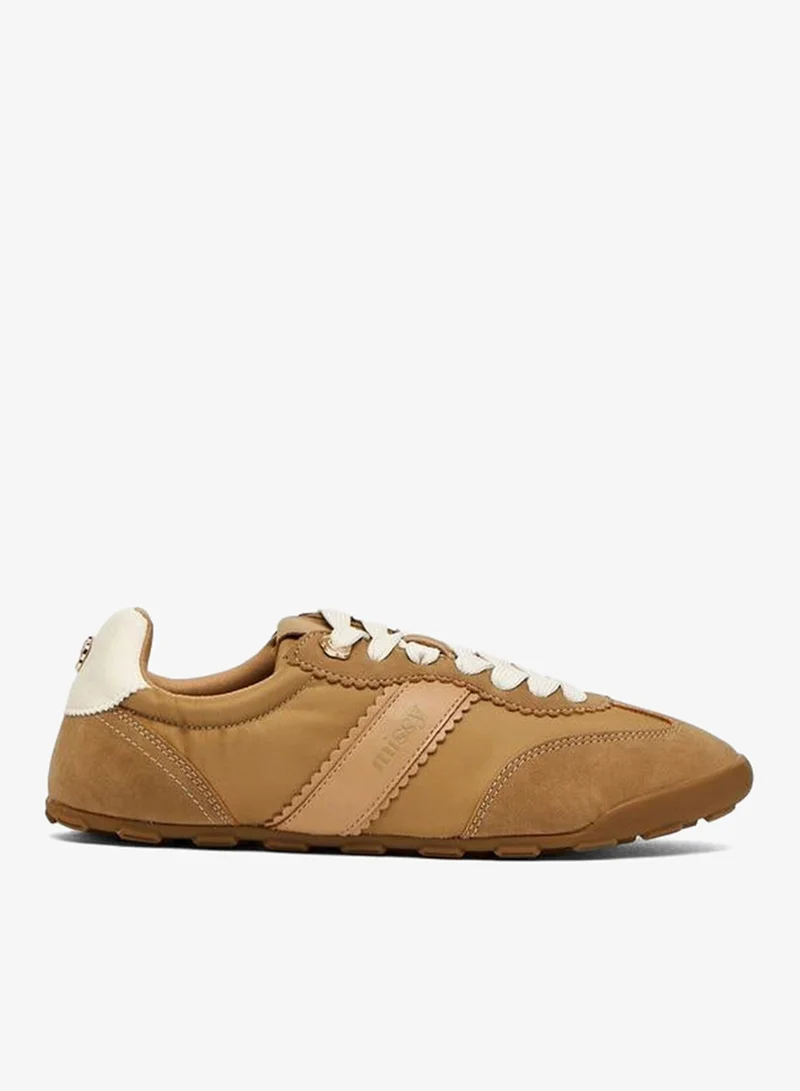Scallop Trim Lace-Up Ankle School Sneakers