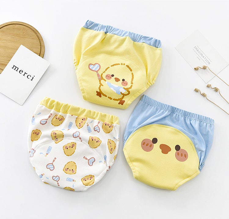 6-Layer Cotton Baby Training Pants Happy duck (three pack) 