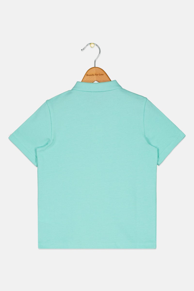 PUMA Kids Boy Brand Logo Short Sleeve Polo Shirt, Mint Green - Image 2