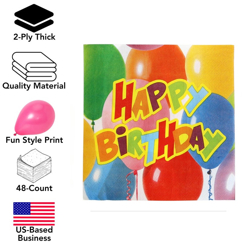 Iconikal 100 Piece Happy Birthday Party Pack  40 Plates and 60 Napkins  Dinner Size Paper Disposable - Image 3