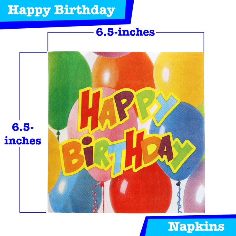 Iconikal 100 Piece Happy Birthday Party Pack  40 Plates and 60 Napkins  Dinner Size Paper Disposable - Image 5