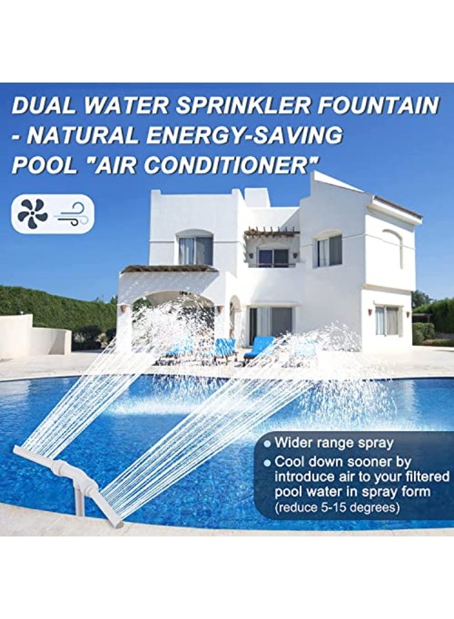 Swimming Pool Waterfall Fountain Sprinkler, Fountain Head Sprinkler with Plumbing Adapter, Cool and Warm Pool Spa Water Temperature （Double nozzle） - Image 3