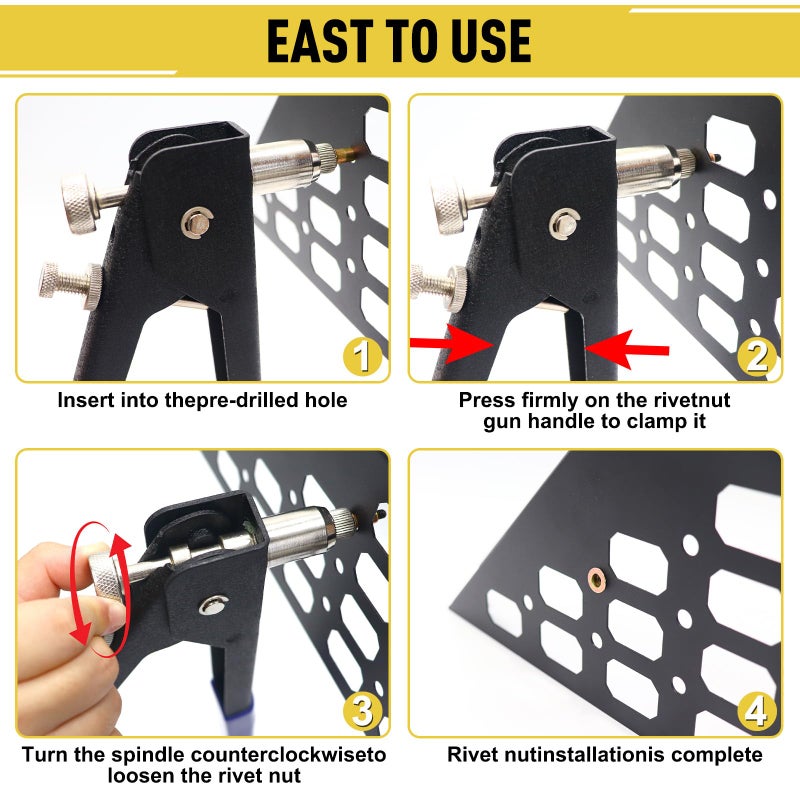 AddSafety Rivet Nut Tool Kit,430PCS Zinc Plated Carbon Steel Metric Rivet Nut Combination M3/M4/M5/M6/M8,Suitable for Home Furnishings, Furniture, Decoration, etc - Image 5