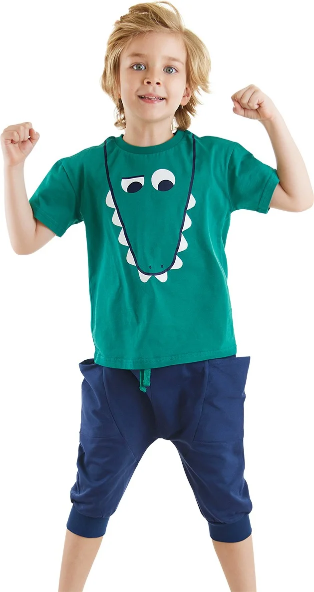 Denokids Funny Crocodile Boy T-shirt Baggy Shorts Set