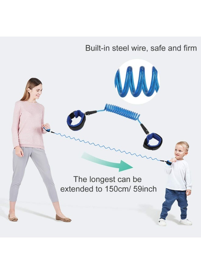 Baby Toddler Safety Anti-Lost Wrist Link Harness (1.5m) - Stretchable Hand Belt with Secure Velcro & Comfort Cotton Padding - Parent/Child Leash for Walking & Shopping (Blue) - Image 5