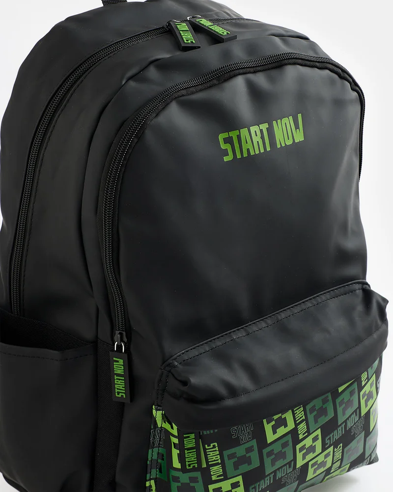 REDTAG Kids Black Minecraft Backpack (16 Inch)
