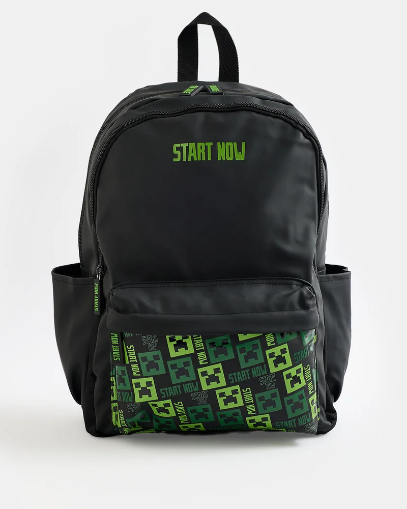 REDTAG Kids Black Minecraft Backpack (16 Inch)
