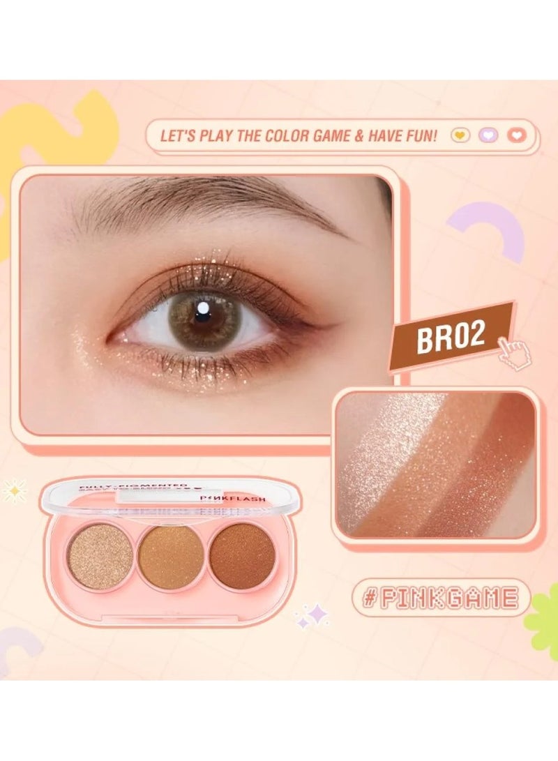 Pink Flash ظلال عيون ثلاثيه BR02  PF-E23 - Image 2