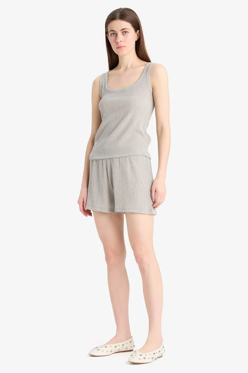 ديفاكتو Regular Fit Crepe Tank Top Shorts 2 Piece Set