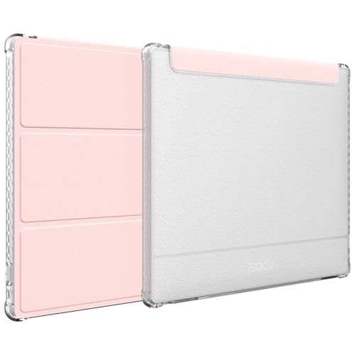 TUDIA SKN FLIP Designed for Onyx Boox Go 7 / Go Color 7 Case (Gen 1 & 2, 2024/2025) – [Enhanced Auto Wake/Sleep Function] Slim Shockproof Trifold 7" Cover with Transparent TPU Back (Pink) - Image 1
