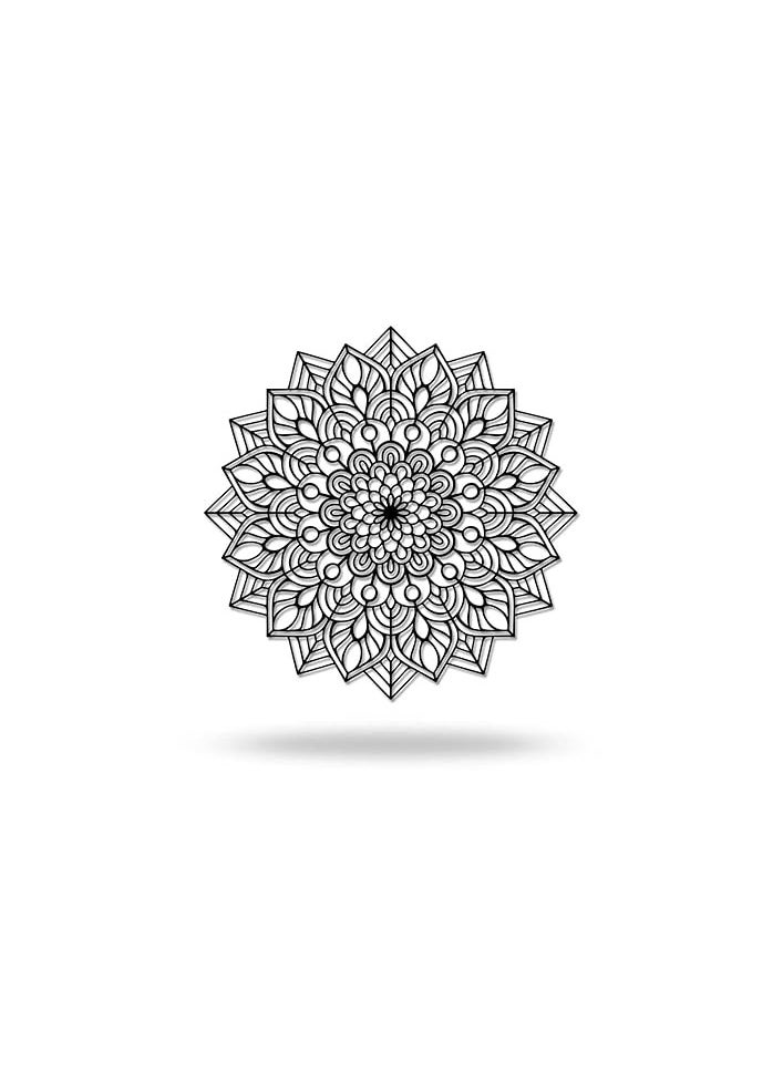 MIRFA Wooden Wall Art With Self Adhesive Base - Black (Mandala Flower)  - Image 1