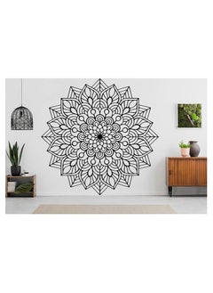 MIRFA Wooden Wall Art With Self Adhesive Base - Black (Mandala Flower)  - Image 2