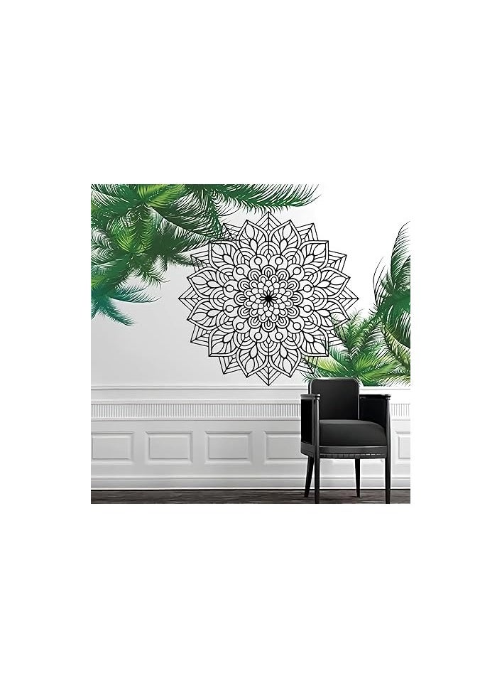 MIRFA Wooden Wall Art With Self Adhesive Base - Black (Mandala Flower)  - Image 3