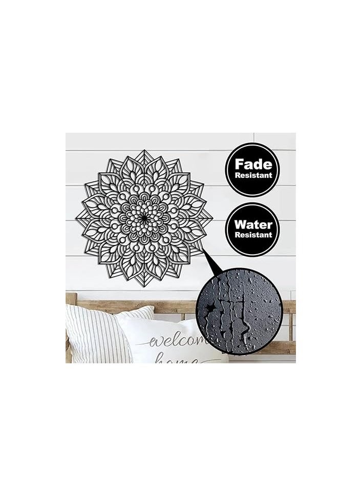MIRFA Wooden Wall Art With Self Adhesive Base - Black (Mandala Flower)  - Image 5