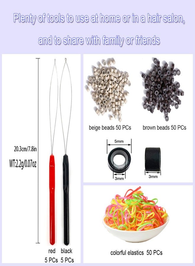 HandWig Hair Extension Loop Tools Set, 10 Pcs Pulling Needles, Black and Red Threader for Braiding, Tinsel & Feather Hair Extensions,Crafting, Sewing, Working with Yarn,Tufting,for Crafter DIYer Stylists - Image 3