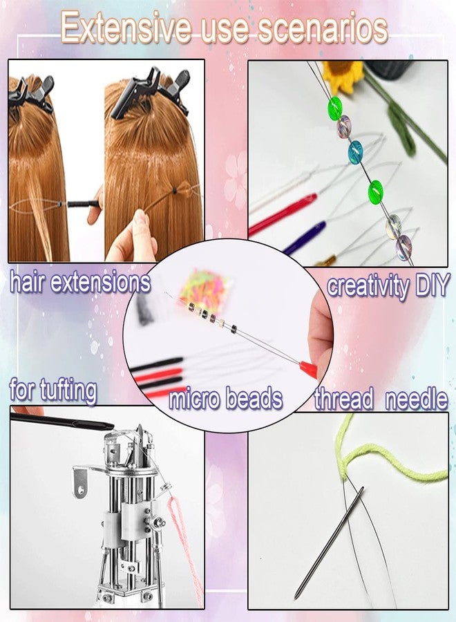 HandWig Hair Extension Loop Tools Set, 10 Pcs Pulling Needles, Black and Red Threader for Braiding, Tinsel & Feather Hair Extensions,Crafting, Sewing, Working with Yarn,Tufting,for Crafter DIYer Stylists - Image 5