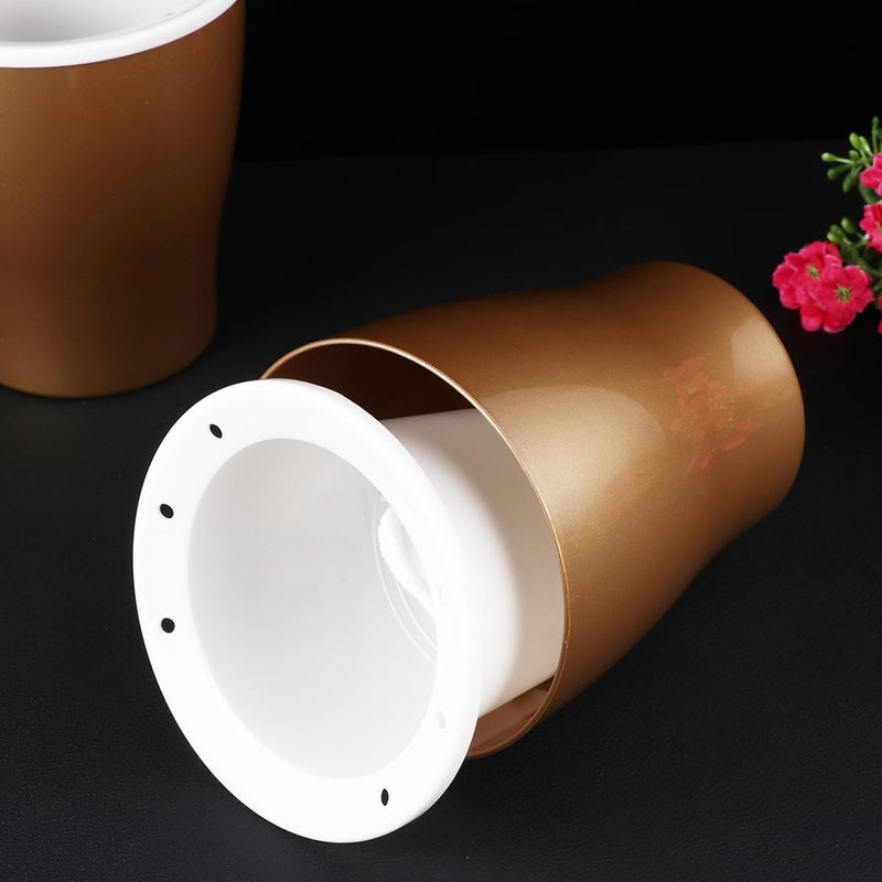 Self Watering Plastic Flower Pots 2 Pack Large Planters With Water Storage Golden - Image 5