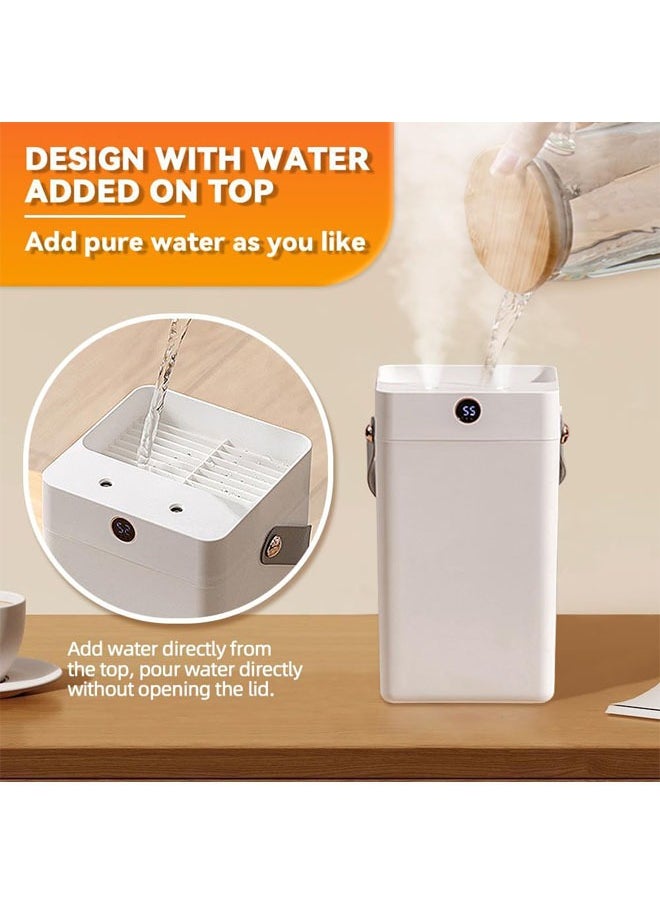 Arabest - Portable Air Humidifiers, USB Rechargeable Digital Display Humidifier, Dual Nozzles, Large Mist Volume, Silent Design, Suitable for Bedroom and Office, 3L Large Capacity (White) - Image 1