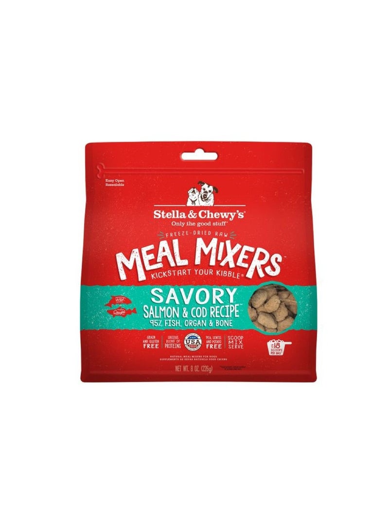 Stella & Chewys Raw Meal Mixers Dog Food Topper Savory Salmon & Cod Recipe Dog Freez Dried Food 8oz 