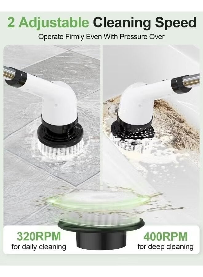 ELTRAZONE Cordless Electric Spin Scrubber with 8 Replaceable Brush Heads, Dual Speed 360° Rotating Cleaning Brush, Adjustable Detachable Handle for Bathroom, Tub, Tile, Floor & Kitchen Deep Cleaning - Image 4