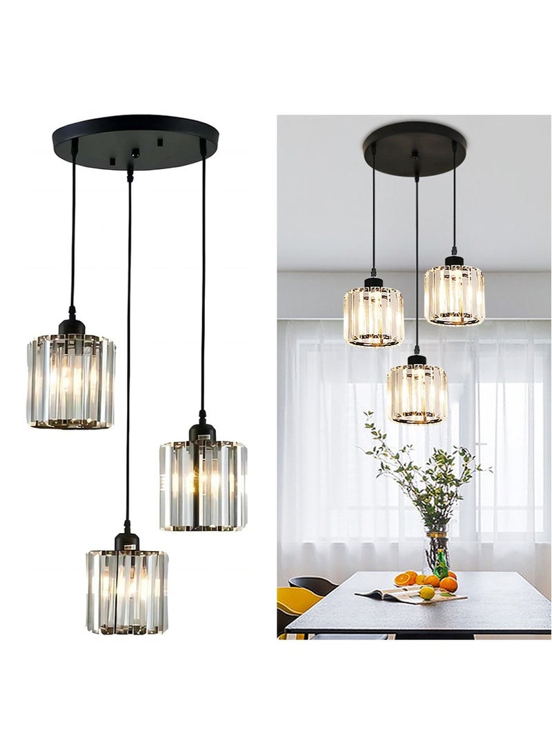 TAPIT Crystal Chandelier Ceiling Light, Black Metal Pendant Light Fixtures, Home Decorative Hanging Pendant Lighting, Dining Room Chandelier (Bulbs NOT Included) - Image 1