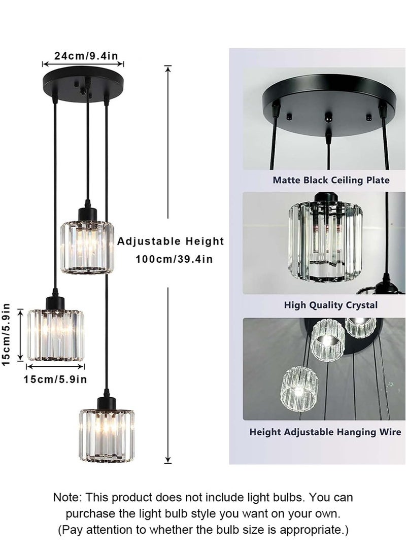 TAPIT Crystal Chandelier Ceiling Light, Black Metal Pendant Light Fixtures, Home Decorative Hanging Pendant Lighting, Dining Room Chandelier (Bulbs NOT Included) - Image 2