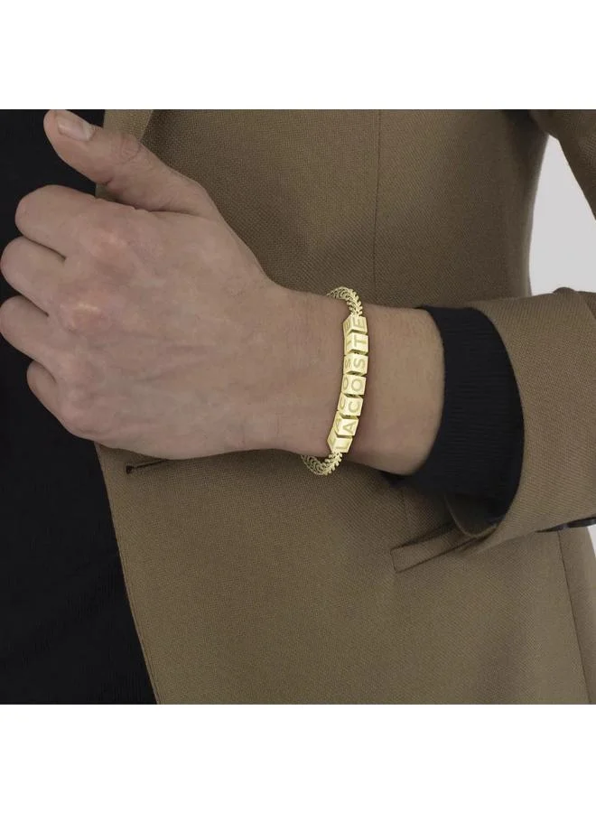 LACOSTE SCRIPT Bracelet In Stainless Steel with Gold Plating
