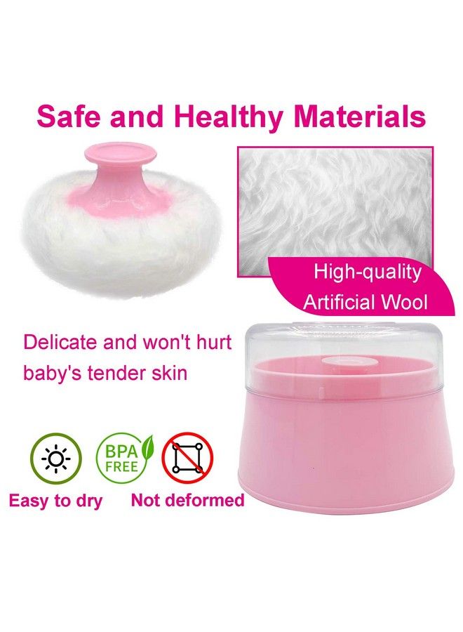 Aurasin علبة نفخة بودرة أطفال كبيرة خالية من مادة BPA مقاس 2.8 بوصة، علبة بودرة للجسم بعد الاستحمام منفوشة للعناية بالوجه والجسم، علبة نفخة بودرة مستحضرات تجميل مع حامل يدوي (وردي) - Image 5