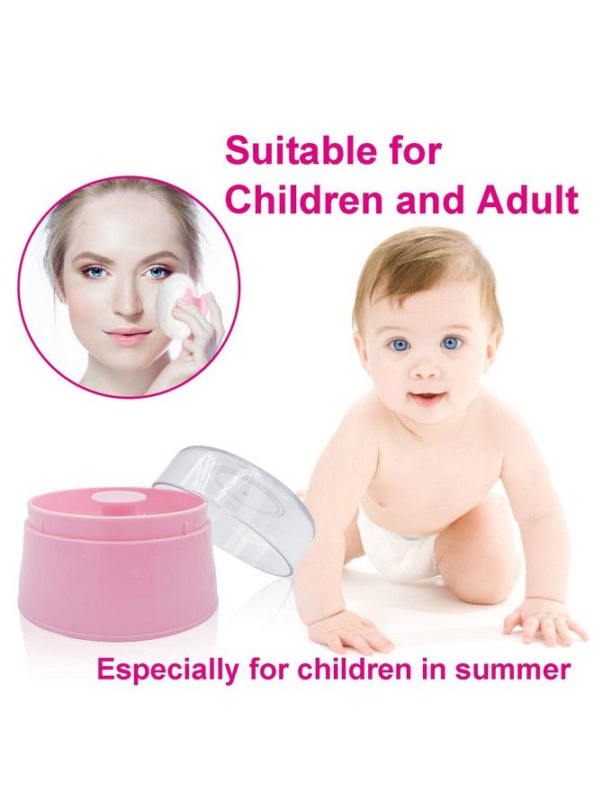 Aurasin علبة نفخة بودرة أطفال كبيرة خالية من مادة BPA مقاس 2.8 بوصة، علبة بودرة للجسم بعد الاستحمام منفوشة للعناية بالوجه والجسم، علبة نفخة بودرة مستحضرات تجميل مع حامل يدوي (وردي) - Image 3