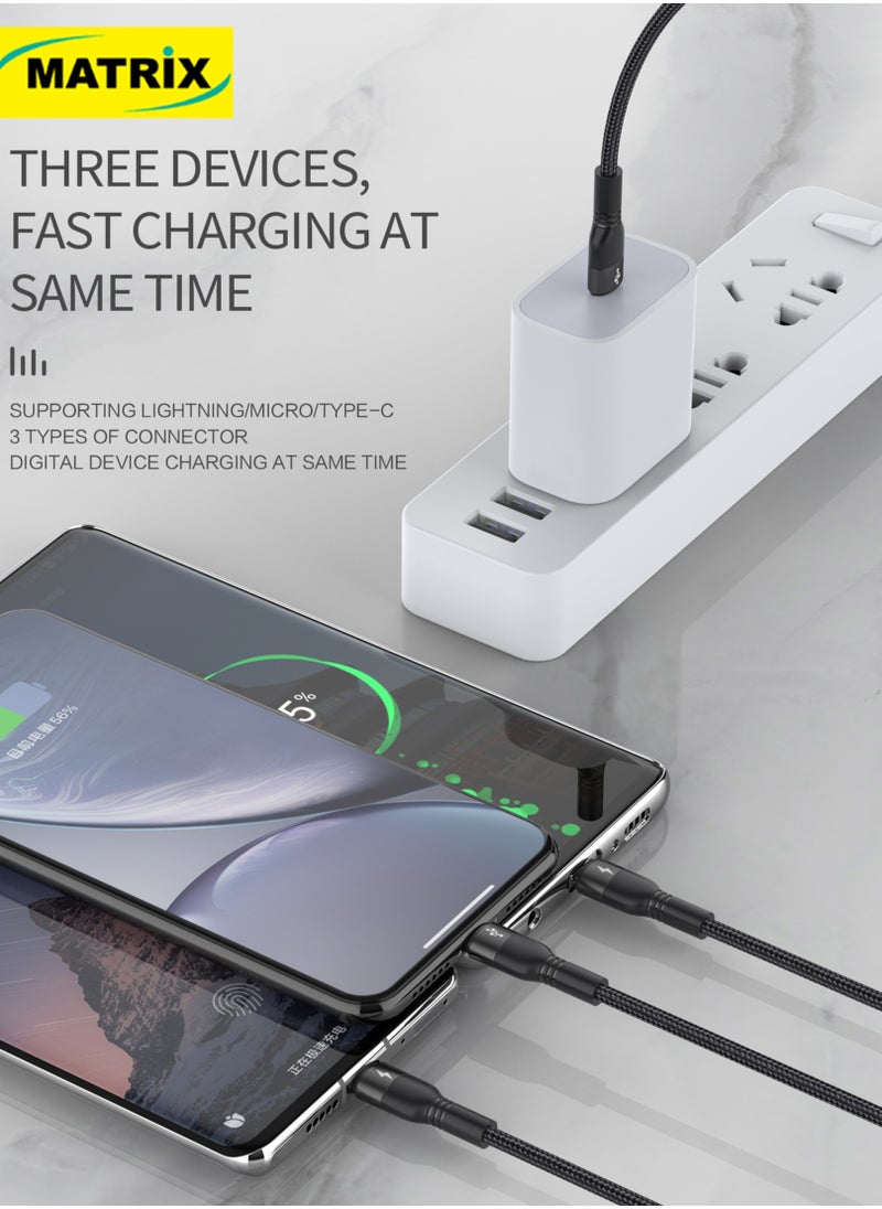ماتريكس - MX850-كابل شحن مدخل تايب سي -مخرج تايب سي-ايفون-ميكرو - Image 1