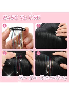 KASTWAVE Clip in Hair Tinsel Kit Pack of 6Pcs Glitter Fairy Extensions 20 Inch Shiny Heat Resistant Sparkly Strands Accessories Festival Gift for Women Girls Kids  - Image 5