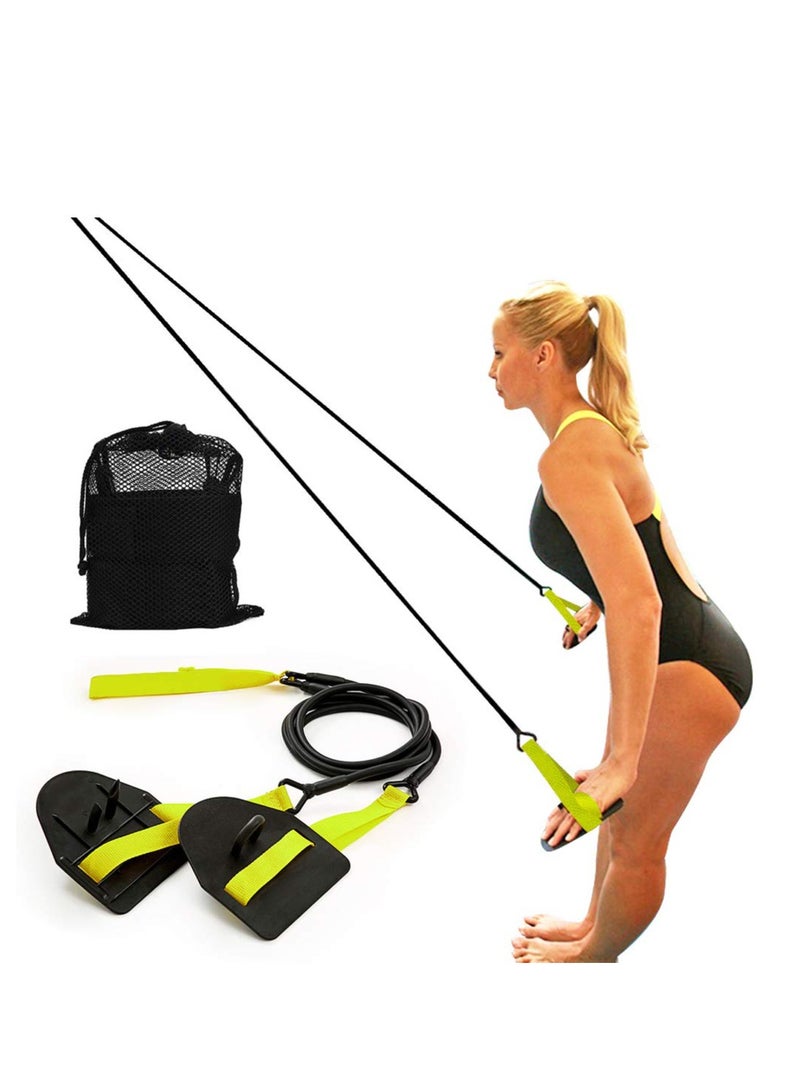 Excefore شريط مقاومة السباحة مع مجاديف يدوية، حبل مطاطي، أشرطة لياقة للسباحة، تمارين قوة الذراع، مجموعة تمارين مقاومة السباحة الحرة الاحترافية المتقدمة (60 رطلاً) - Image 1