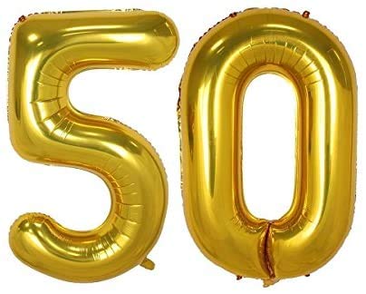 Balloonistics Masti Zone Gold Number 50 Fifty 16" Foil Balloon For Kids Birthday Theme Party Decoration (Gold Number 50) - Image 2